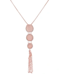 Anikas Creation  Rose Plated Tasselled Alloy Light weighted Cream  Stone Finished Pendant -  Adjustable, Gold Plated,  Multipack 1